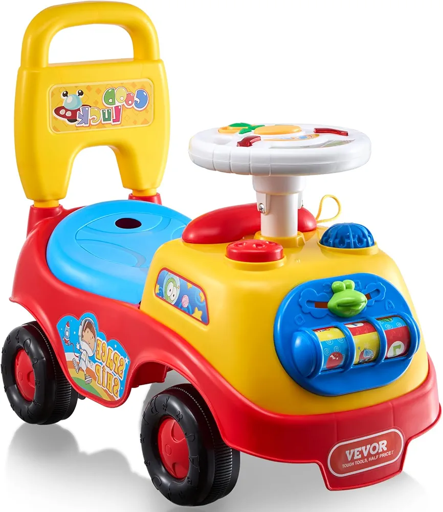 VEVOR Ride On Push Car for Toddlers Car 1-3, Ride Racer, Sit to Stand Toddler Ride On Toy, Classic Kids Ride On Car with Music Steering Wheel, Horn & Under Seat Storage, Ride On Toy for Boys Girls