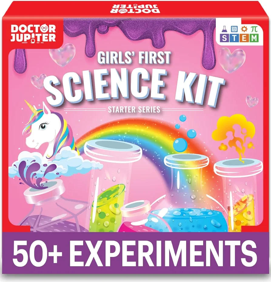 Doctor Jupiter Girls’ First Science Kit for Kids Ages 4-5-6-7-8-9-10-11-12 | Birthday Gift Ideas for 4+ Year Old Girls | STEM Learning & Educational Toys | 50+ Experiments Starter Science Series