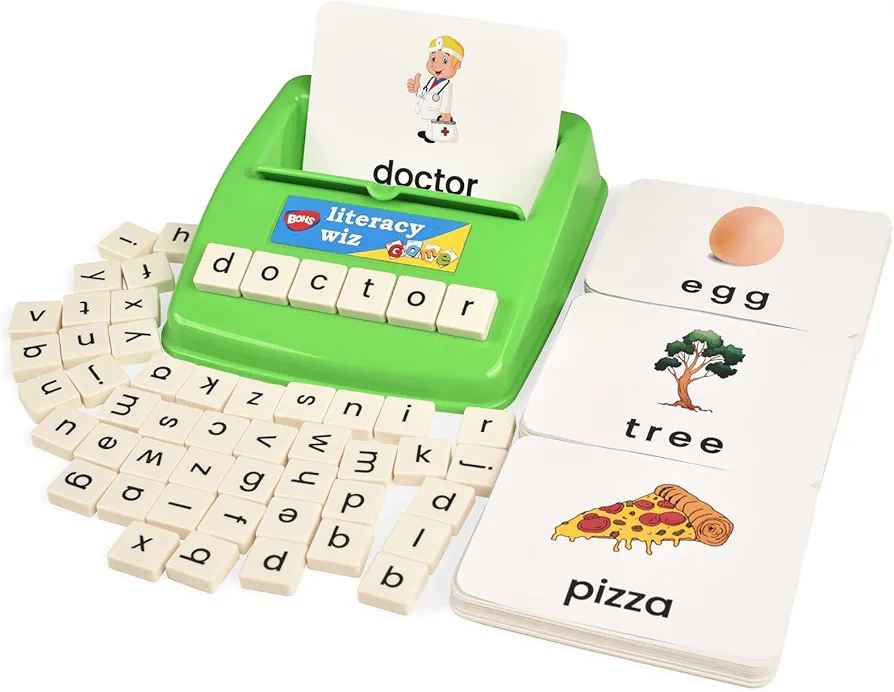 BOHS Literacy Wiz Fun Game - See and Hide Spell - Lower Case Flash Cards - Preschool Language Learning Educational Toys