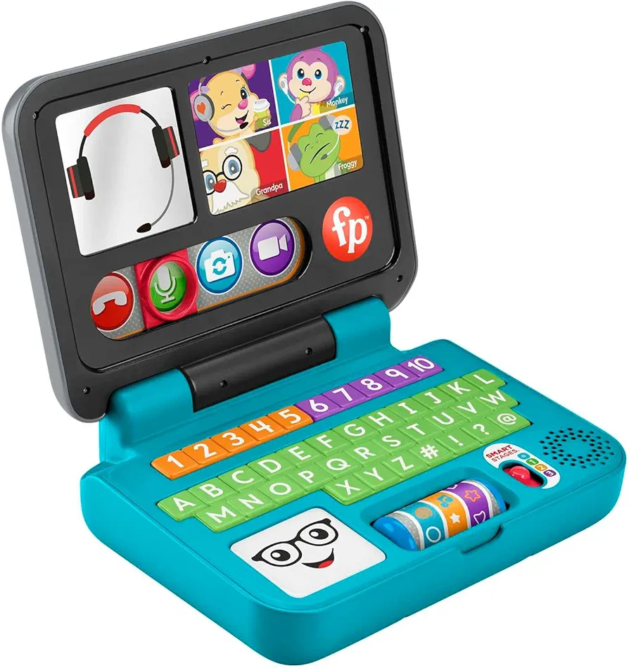 Fisher-Price Laugh & Learn Let's Connect Laptop - UK English Edition, Electronic Toy with Smart Stages Learning Content for Infants and Toddlers