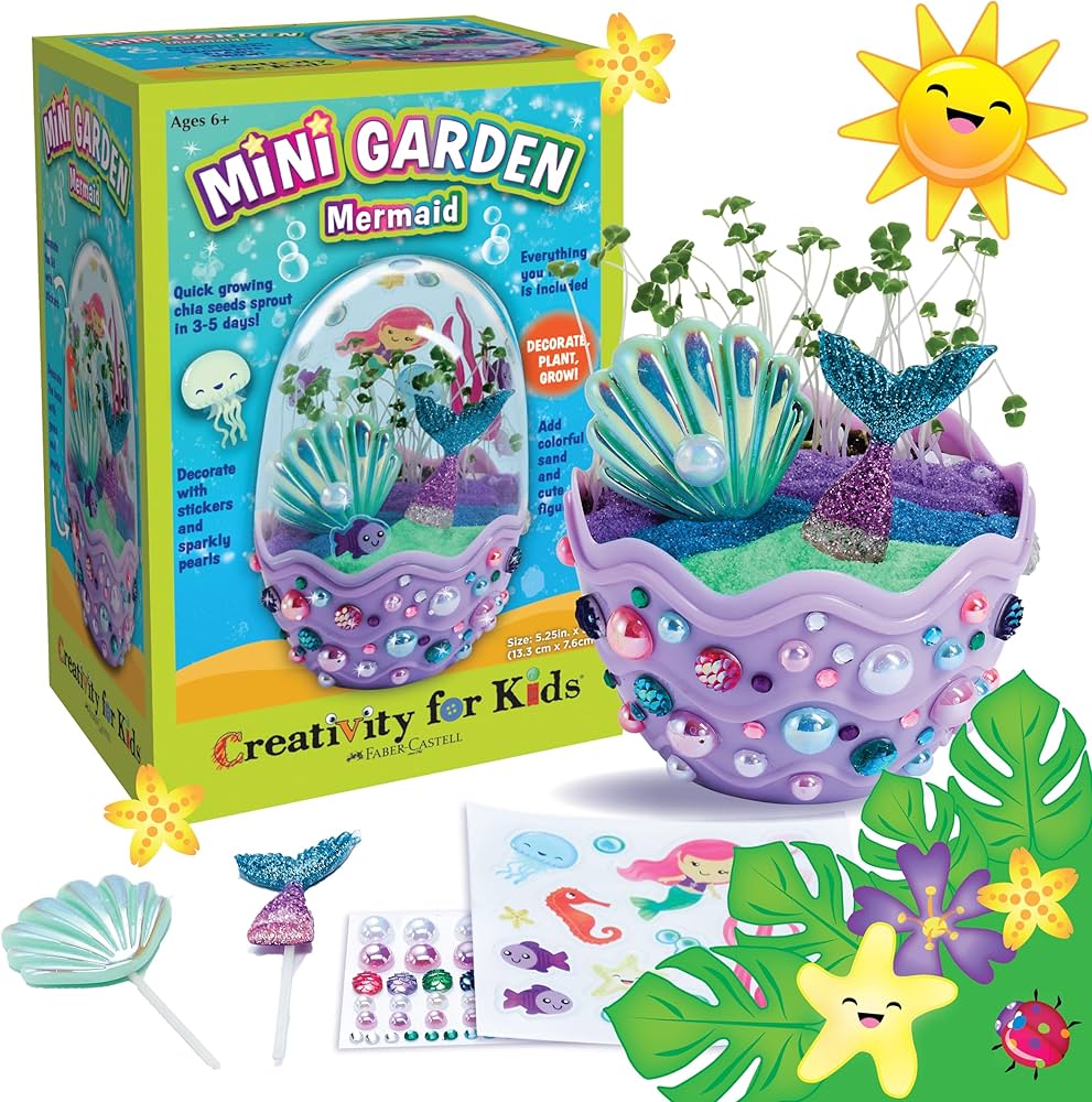 Creativity for Kids Mini Garden Mermaid Terrarium Kit - Crafts and Gifts for Girls Ages 6-8+, Stocking Stuffers