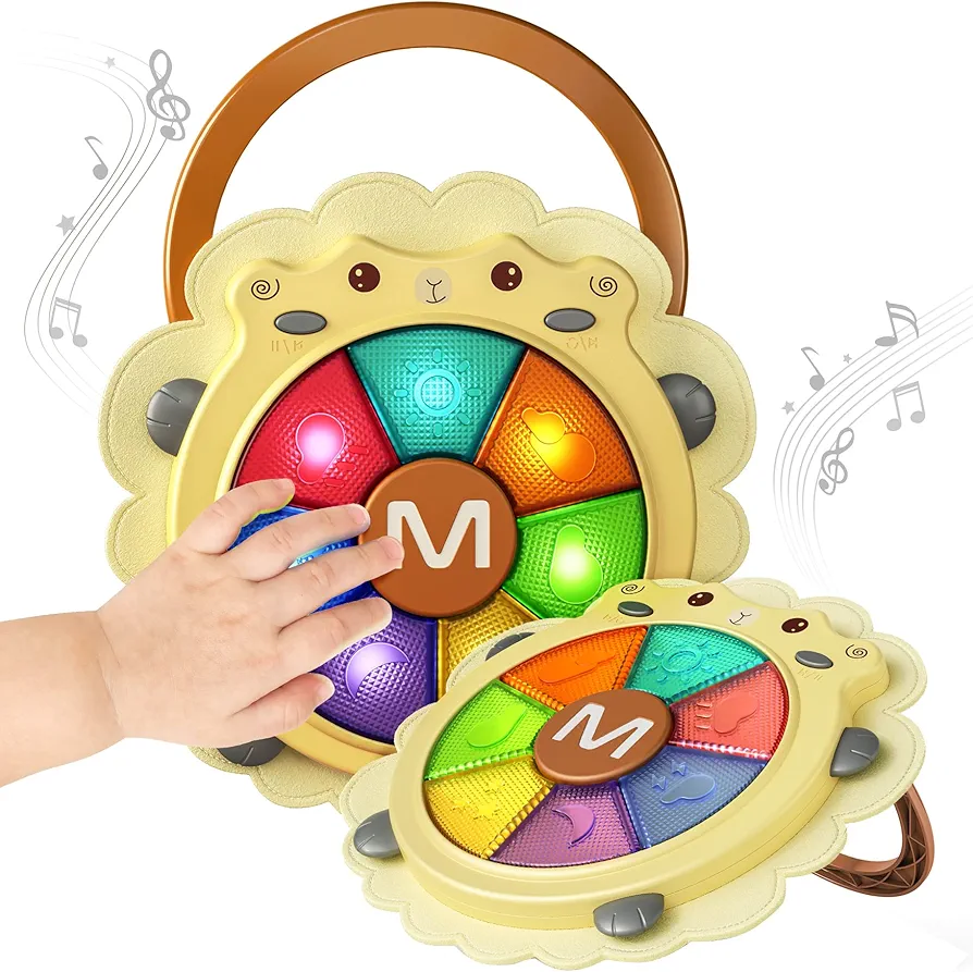 TUMAMA Baby Musical Drum Toy,Light Up Toys with Sound and Light,Musical Instrument Game,Sensory Activity Toys Learning Educational Kid Toy ,Christmas Birthday Gift for Toddler 18 Months+,Sheep