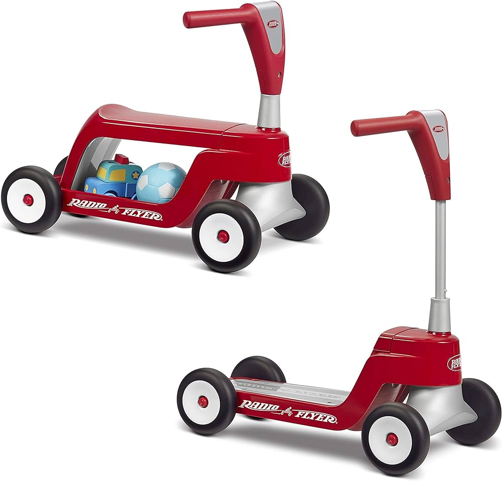 Radio Flyer Scoot 2 Scooter, Toddler Scooter or Ride On, For Kids Ages 1–4 Years, Red Ride On Toy, Large