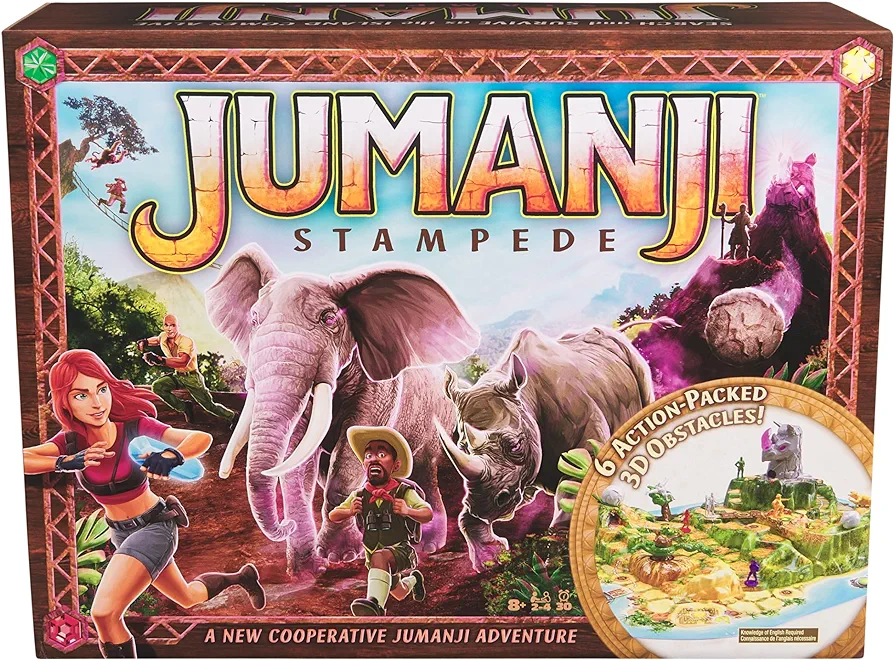 Spin Master Games Jumanji Stampede Cooperative Board Game, 3D Adventure Game Based on The Action-Comedy Movie, Family Game Night for Kids and Adults Ages 8 & up