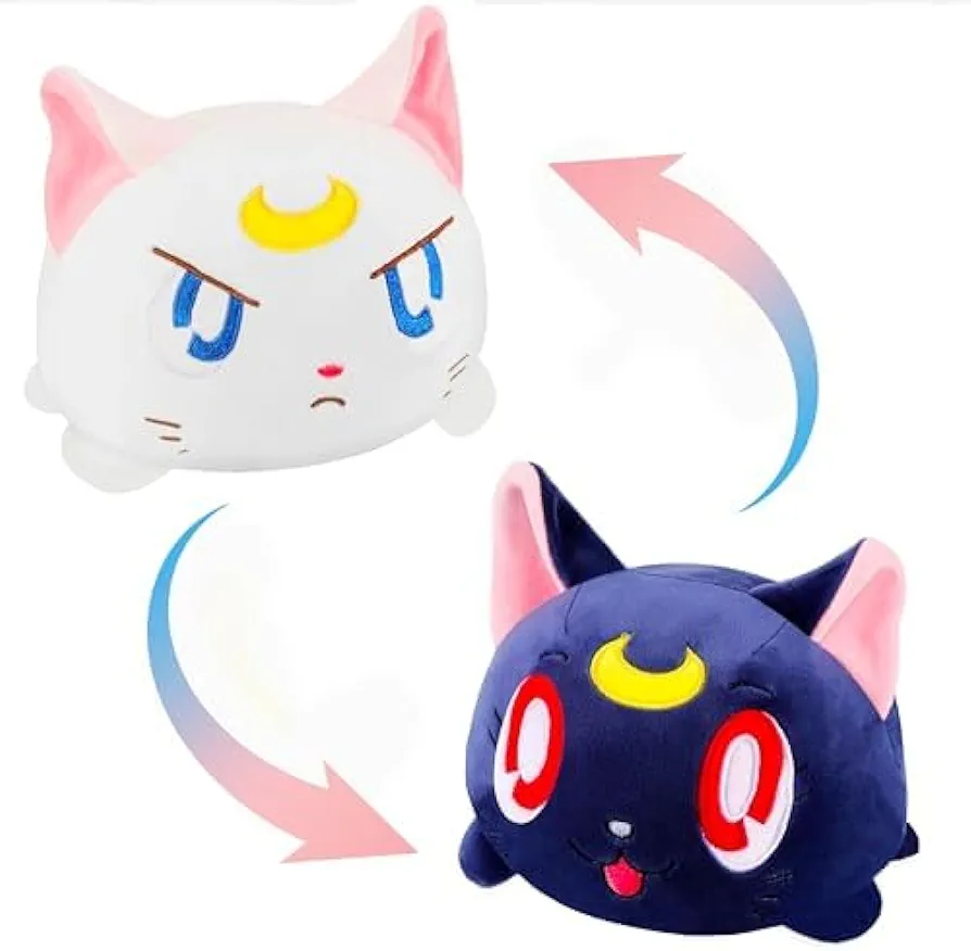 8'' Moon Cat Reversible Stuffed Plush Toys, Cartoon Anime Stuffed Animal Plushie Double-Sided Flip Plush Doll Birthday Gift for Kids Boys Girls