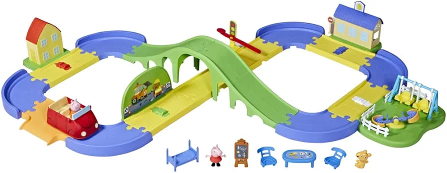 Peppa Pig All Around Peppa’s Town Playset with Car Track, Preschool Toys, Toys for 3 Year Old Girls and Boys and Up