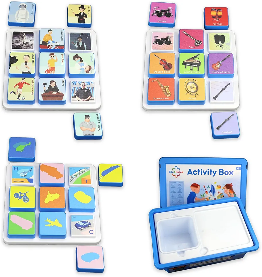 Edu&Kate's, Activity Box – Learning About Transportation, Music, & Occupations Made Fun with Puzzles & Sensory Toys, Stage-Based Learning, Stage 2 Kit - Vol.2, Special Needs Kit