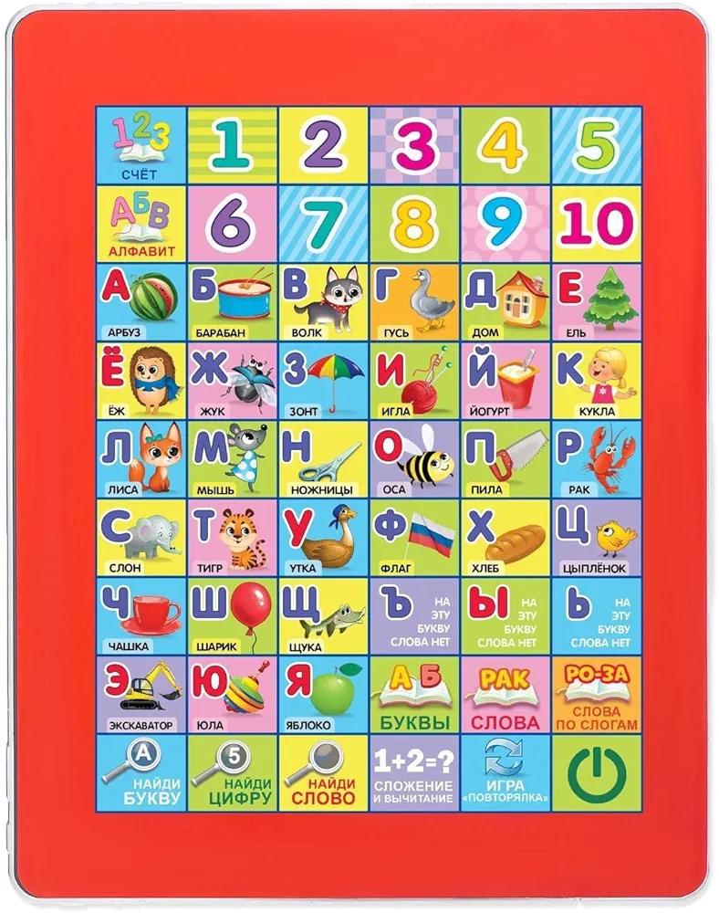 Interactive Russian Alphabet Baby Tablet - Learn to Speak Russian Azbuka - Kids Learning Tablet Russian ABC - Alphabet Toys - Russian Learning Tablet