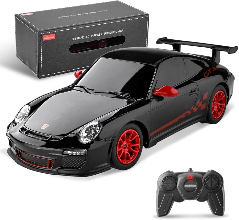 BEZGAR Porsche Remote Control Car - Officially Licensed Porsche 911 GT3 RS Toy Car 1:24 Porsche RC Car Model Vehicle Gift for Boys,Girls,Teens and Adults (39900 Black)