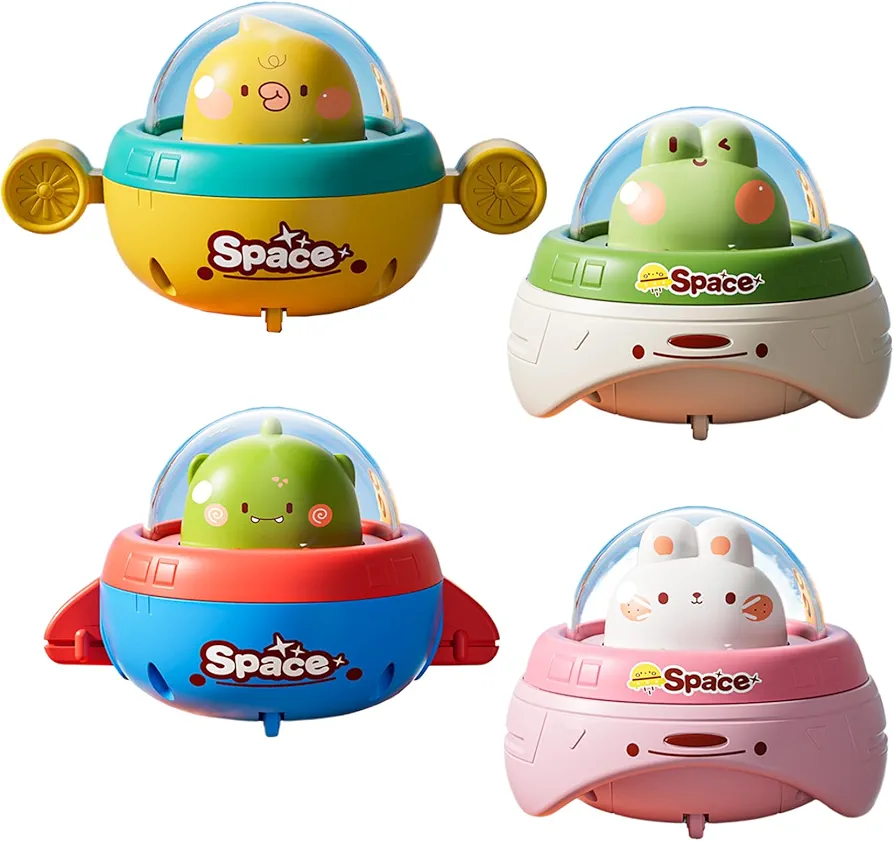 4Pcs Baby Car Toys Space Theme Toy Cars for Toddlers 1-3 Press and Go Animal UFO Toy Cars for Baby Girls Car Toys for 1-3 Year Old Baby Birthday Gifts