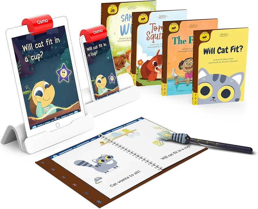 Osmo - Reading Adventure - Beginning to Read Kit for iPad & iPhone + Access to 4 More Books - Ages 5-7 - Builds Reading Proficiency, Phonics, Comprehension & Sight Words Base Included US ONLY