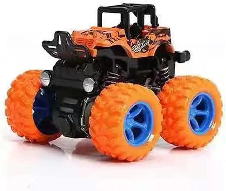 Monster Truck Toys, Friction Powered Monster Trucks for Boys, Push and Go Vehicles Toy for Kids, Inertia Vehicle, Stunt On-Road Vehicle, Great for Birthday Party Gift for Boys Girls (Orange)