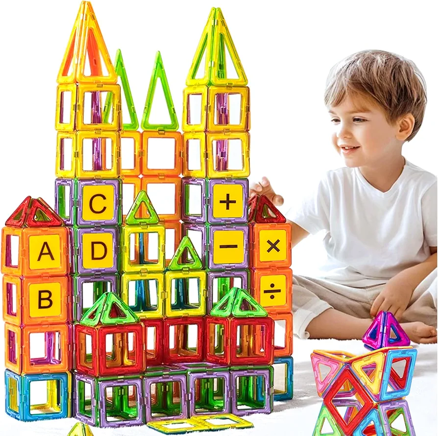 Magnetic Tiles Magnet Building Blocks - Magnetic 3D Building Toys Set for Kids, STEM Sensory Educational Creativity Toys for 3 4 5 6 7 8+ Year Boys Girls, Ideal Gifts for Boys and Girls Game Education