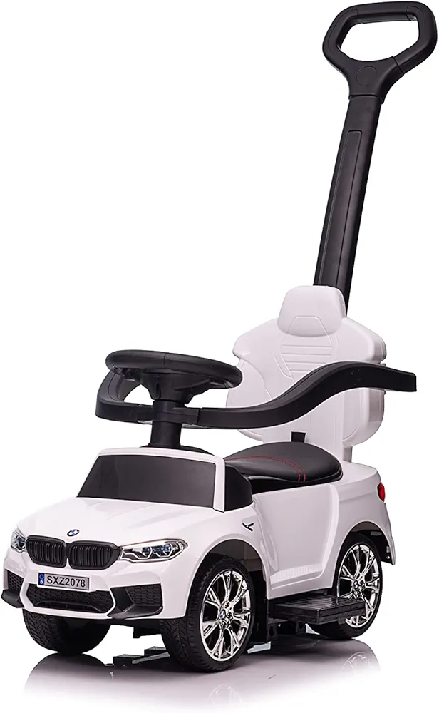 Best Ride On Cars BMW 4 in 1 Battery Powered Push Car - Officially Licensed Ride On Battery Powered Toy Car, Multipurpose Stroller, Walker, Rocker for 1-3 Year Old with Safety Features - White