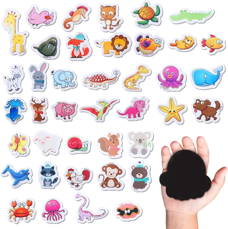 Fridge Magnets for Toddlers - Magnetic Animals Toys for Refrigerator, Kids Magnetic Foam for Junior Learning, Baby Safe Magnets for Educational Game - 40 Pcs