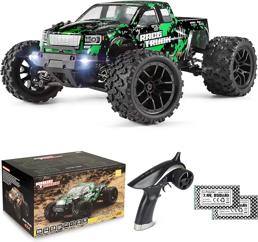 HAIBOXING 1:18 Scale All Terrain RC Car 18859, 36 KPH High Speed 4WD Electric Vehicle with 2.4 GHz Remote Control, 4X4 Waterproof Off-Road Truck with Two Rechargeable Batteries