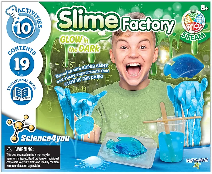 PlayMonster Science4you - Slime Factory - Create Glow-in-The-Dark Slime - Fun, Education Activity for Kids Ages 8+