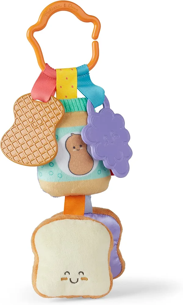 Melissa & Doug Multi-Sensory PB&J Take-Along Clip-On Baby Toy | Sensory toy for Infants | Developmental Toy for Toddlers | 0+ | Gift for Baby Boys or Baby Girls