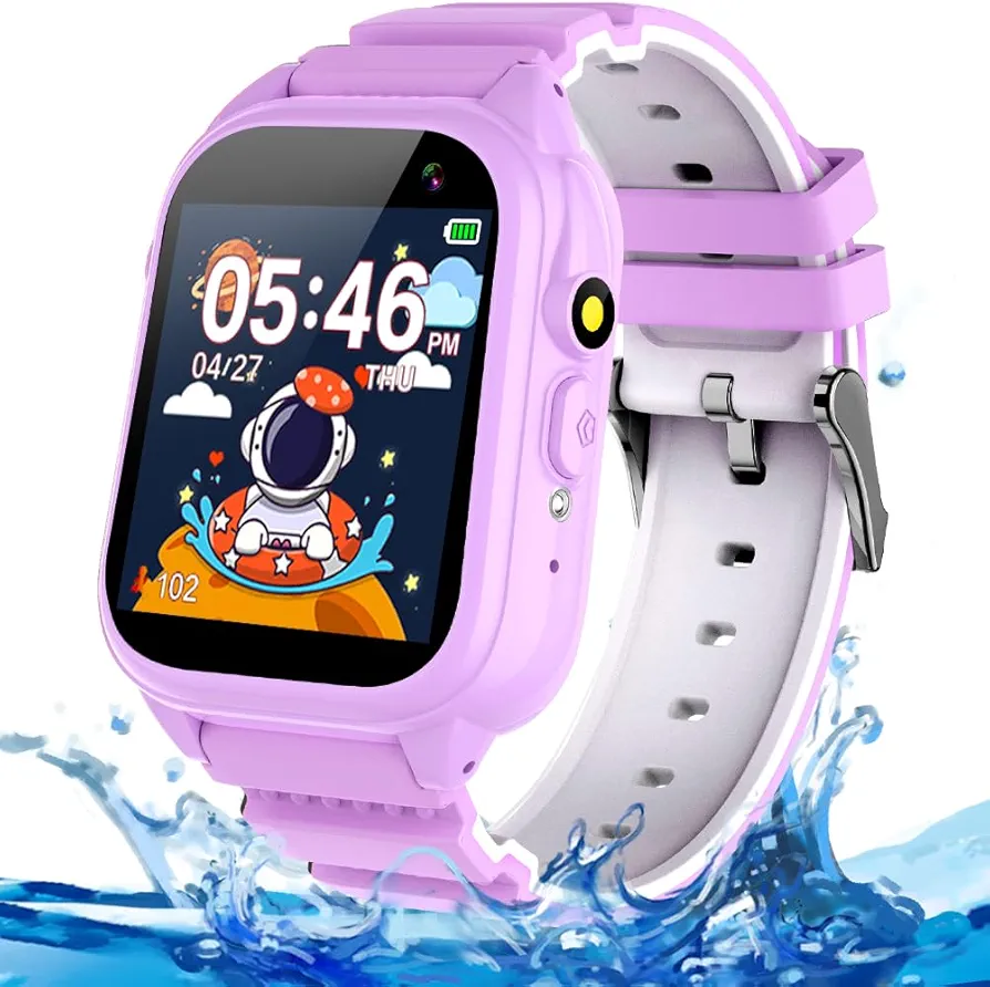 Kids Waterproof Smart Watch for 3-12 Year Old Boys Girls Learning Toys with 26 Puzzle Game 1.44'' HD Touchscreen Camera Video Music Pedometer Alarm Watch for Christmas Learning Toy Gift