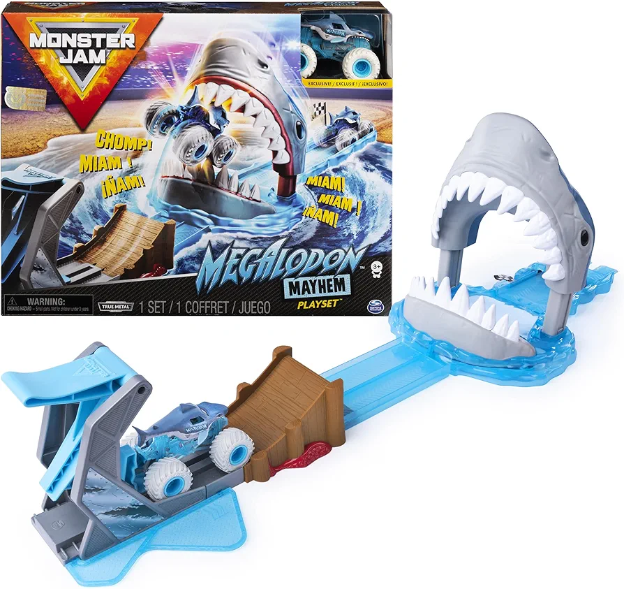 Monster Jam, Official Megalodon Mayhem Playset with Exclusive 1:64 Scale Megalodon Die-Cast Monster Truck