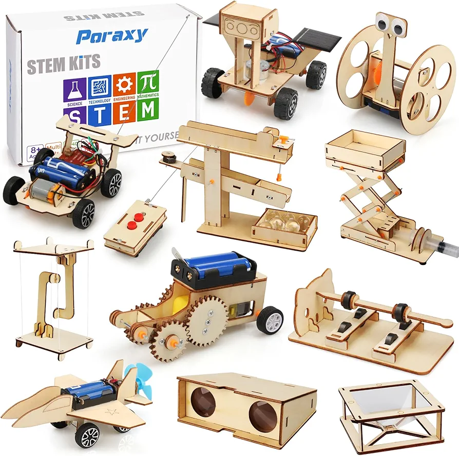 11 in 1 STEM Kits for Kids 8-10-12, Science Crafts Building Model Car Kits, Toys for Ages 8-13, Gifts for 8 9 10 11 12 13 Year Old Boys and Girls, Wooden 3D Puzzles, Educational Projects