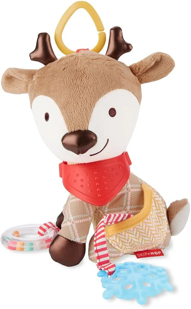 Skip Hop Bandana Buddies Baby Activity and Teething Toy with Multi-Sensory Rattle and Textures, Deer