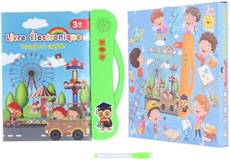 VGEBY Sound Book, Interactive Learning Book Children English French Sound Book Educational Toy Birthday Gift(Green)