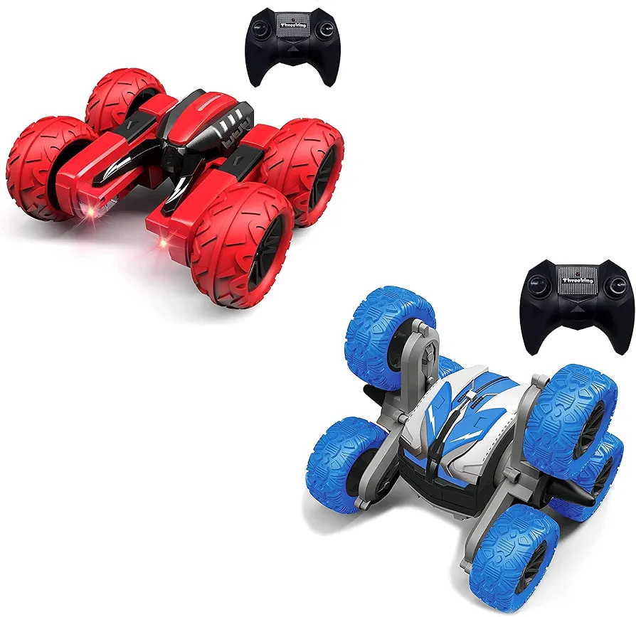 Threeking 1pc 360-degree Flips RC Rotating Car and 1pc Waterproof RC Stunt Car for Boys/Girls Ages 6+