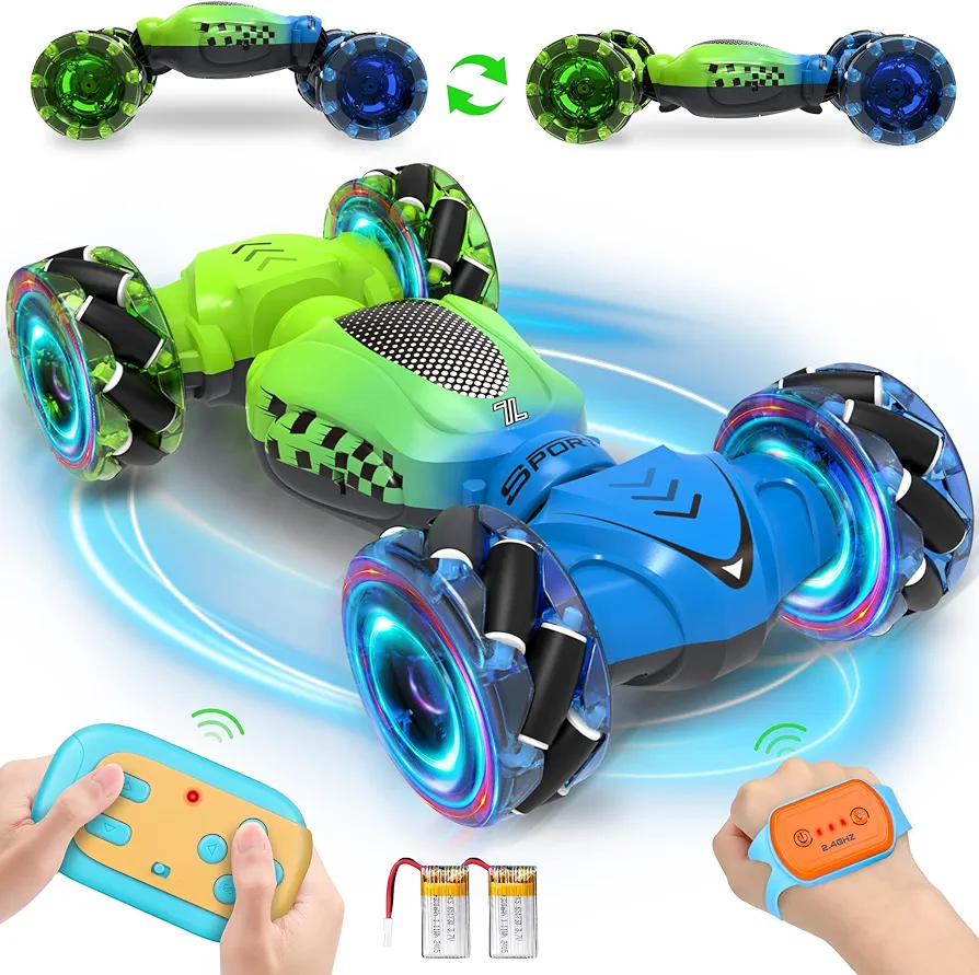 Gesture RC Car, Toys for Boys 3-12 Year Old, 4WD Remote Control Car 360° Rotate Transform Drift RC Cars with Lights, 2.4Ghz Gesture Sensing RC Stunt Car Best Birthday Xmas Gifts for Kids