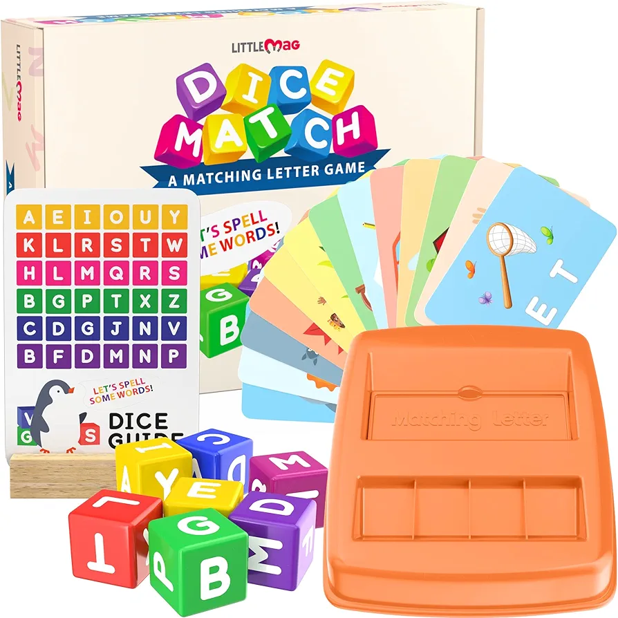 Matching Letter Game for Kids - Sight Read, Word Matching, Alphabet Letters - Fun and Educational Learning Toys for Toddler, Preschool, Kindergarten - Reading and Spelling Games for Kids Ages 4-8