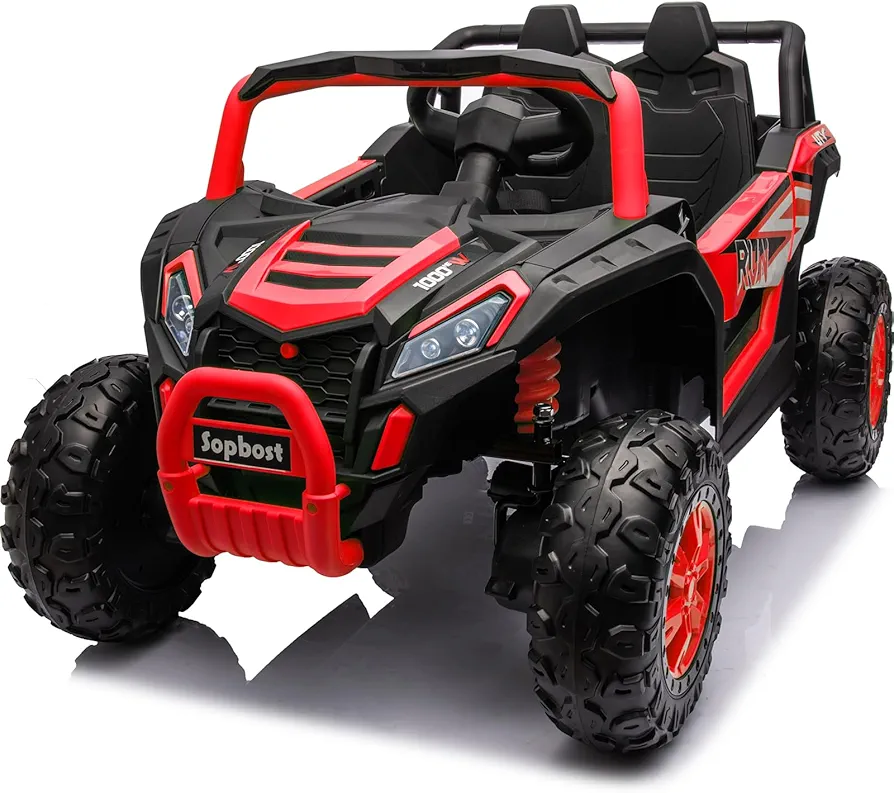 24V Kids UTV Ride On Truck Car with Remote Control 4X4 Electric Vehicles 4 wheelers Ride on Toys for Boys Girls, EVA Tires Wheels, Music, Bluetooth, Red