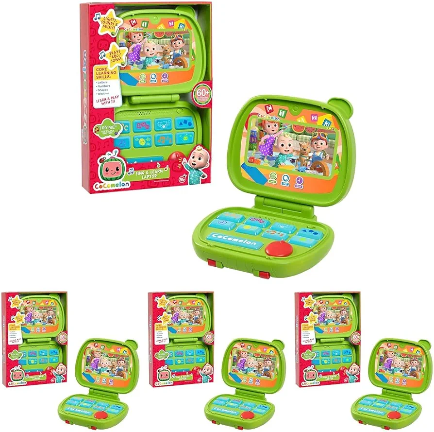 CoComelon Sing and Learn Laptop Toy for Kids, Lights, Sounds, and Music Encourages Letter, Number, Shape, and Animal Recognition, Officially Licensed Kids Toys for Ages 18 Month by Just Play