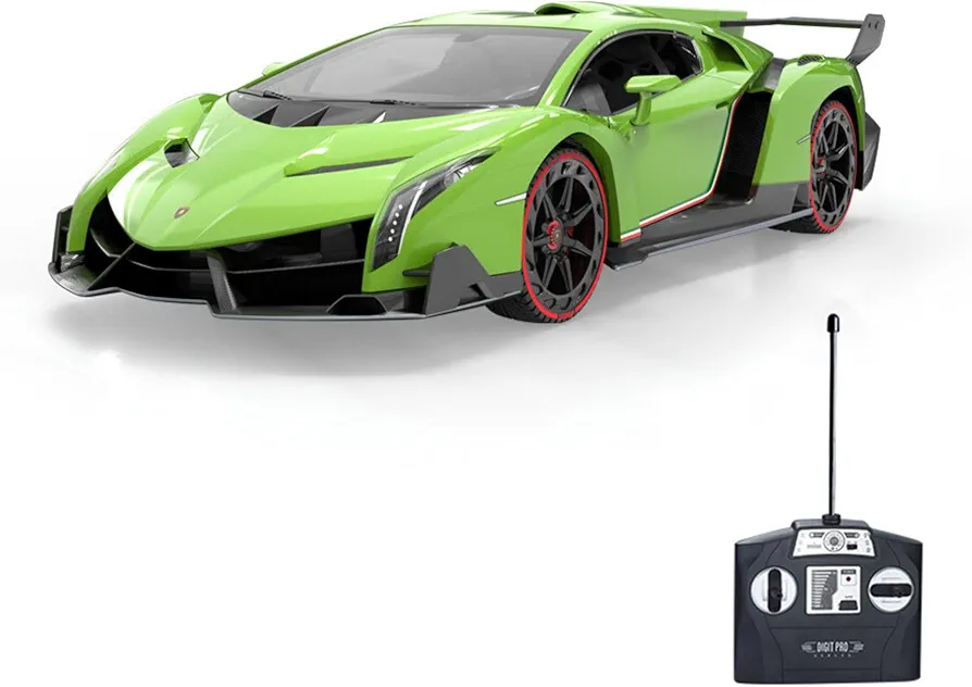 Vinie Remote Control Car for Boys, RC Cars Lamborghini, 1:14 Scale Officially Licensed Kids Toys, Lambo Veneno Drift Car with Cool Led Lights, 4 5 6 7 8 9 10 11 12 Year Old Boy Birthday Gift (Green)