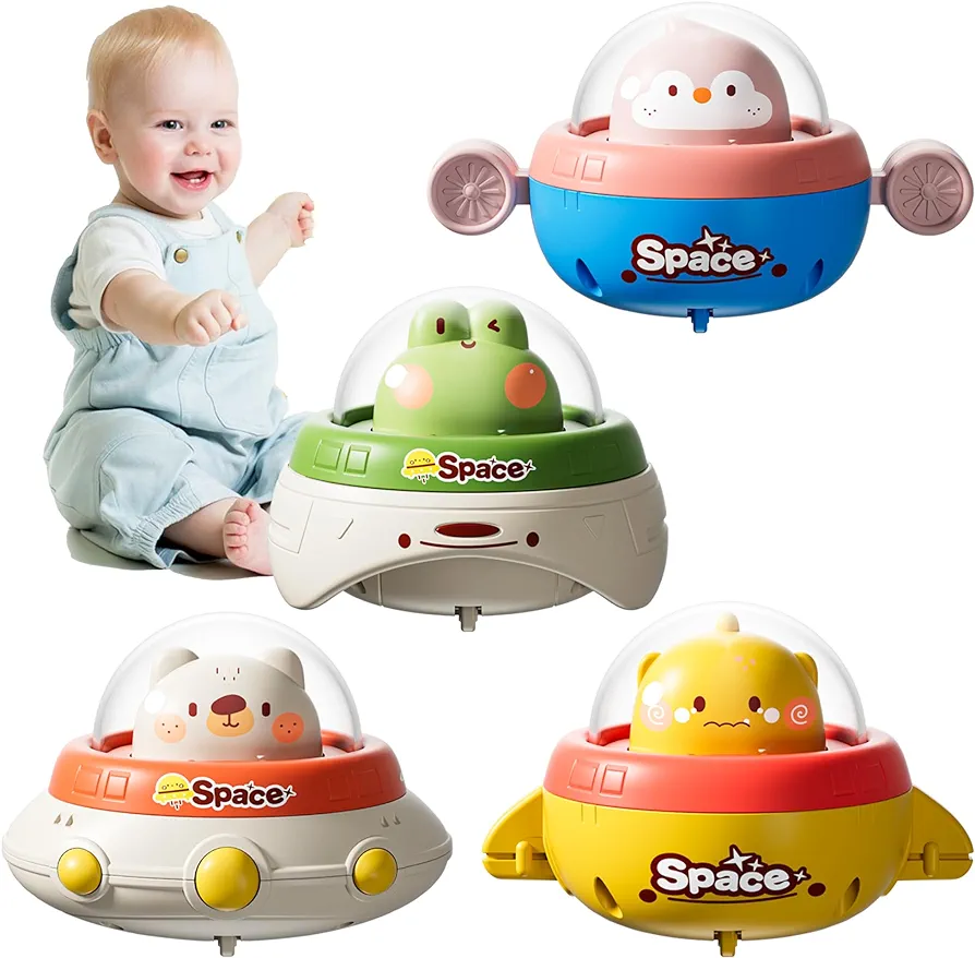 Animal Car Toy for Toddlers 1-3, 4Pcs Baby Toy Car for 1 2 3 Year Old Girl & Boy, Space Infant Push and Go Car Toy for 6-9-12-18 Months, First Birthday Gift Preschool Toy for Kids