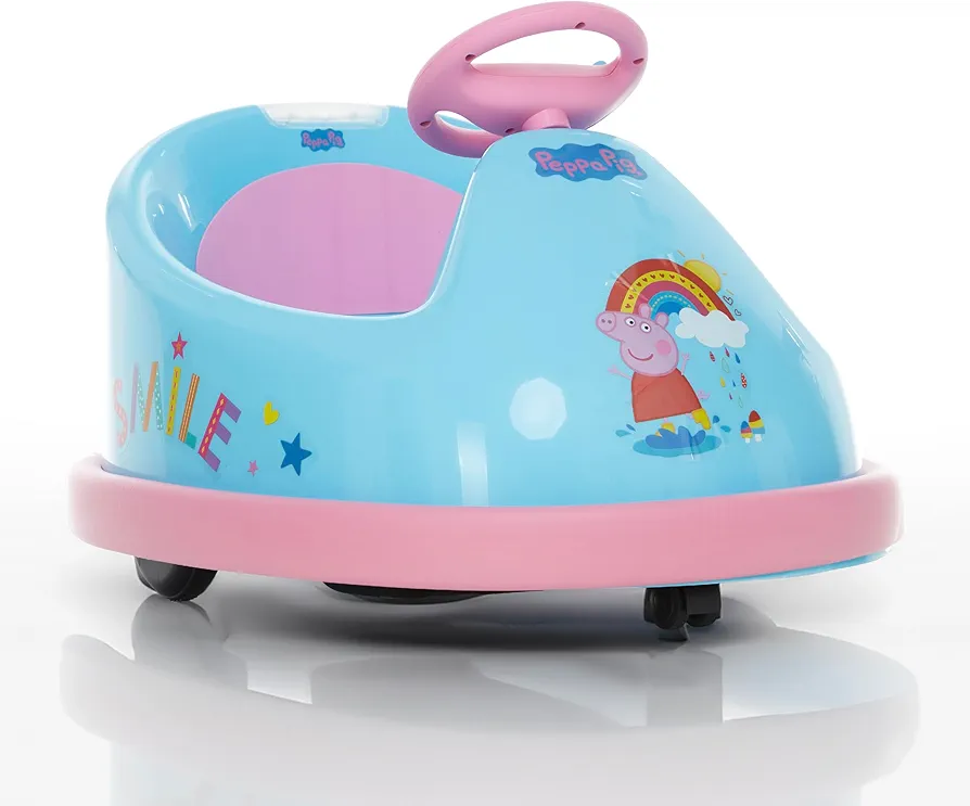 Peppa Pig Bumper Car for Kids, 2 Speed Electric Bumper Car Vehicle, Toddler Bumper Car with Remote Control and 360 Degree Turning, 6V Motor, LED Lights, Gifts for Toddlers