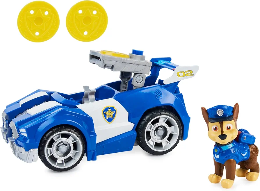 Paw Patrol, Chase’s Deluxe Movie Transforming Toy Car with Collectible Action Figure, Kids Toys for Ages 3 and up