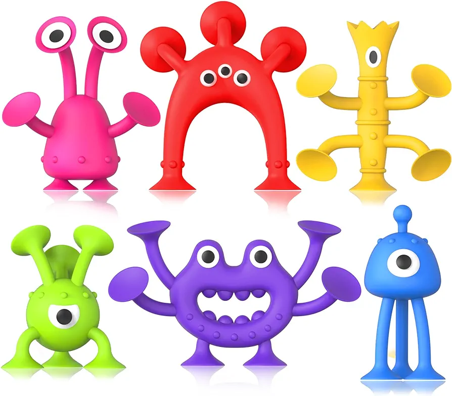 12 Pack Baby Bath Toys Suction Toy - 6PCS Alien Suction Toys and 6PCS Sensory Suction Toys