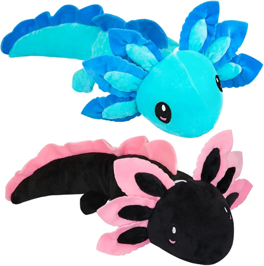 Axolotl Plush Toy,14" Axolotl Stuffed Animal,Salamander Axolotl Plush Doll Gifts for Boys Girls Birthday Christmas, New Year (Blue+Black)