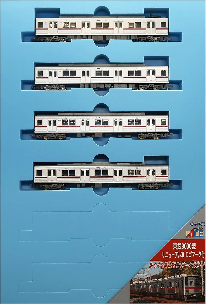 A6675 N-Gauge Tobu 9000 Model Renewal Car with Logo Mark, 4-Car Set