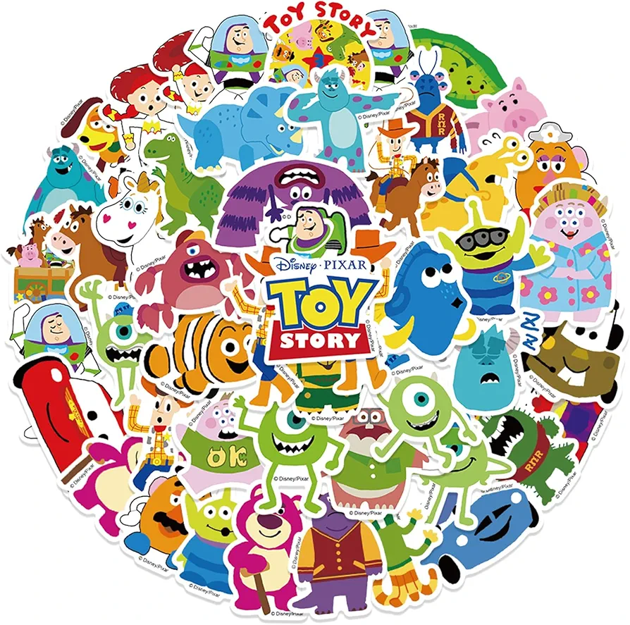 50pcs Toy Storys Stickers for Kids Water Bottle, Cute Disneys Cartoon Movie Waterproof Vinyl Decal for Teen Adult Girl Laptop Computer Skateboard Bicycle Luggage Guitar Travel Case Bike