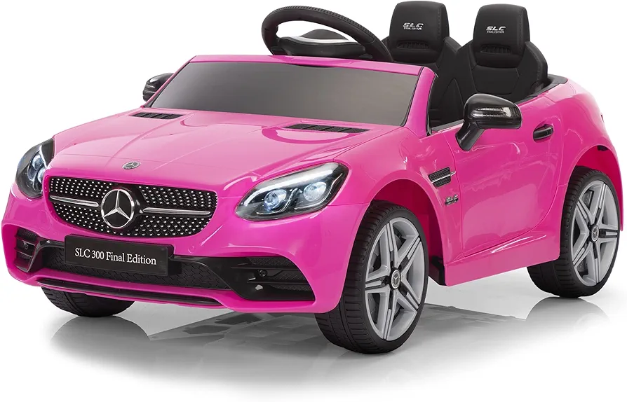 Electric Car for Kids Ride On Toy 12V Licensed Mercedes-Benz SLC 300 by TOBBI Battery Powered Toddler Electric Vehicles Big Wheels for Girls to Drive, Pink