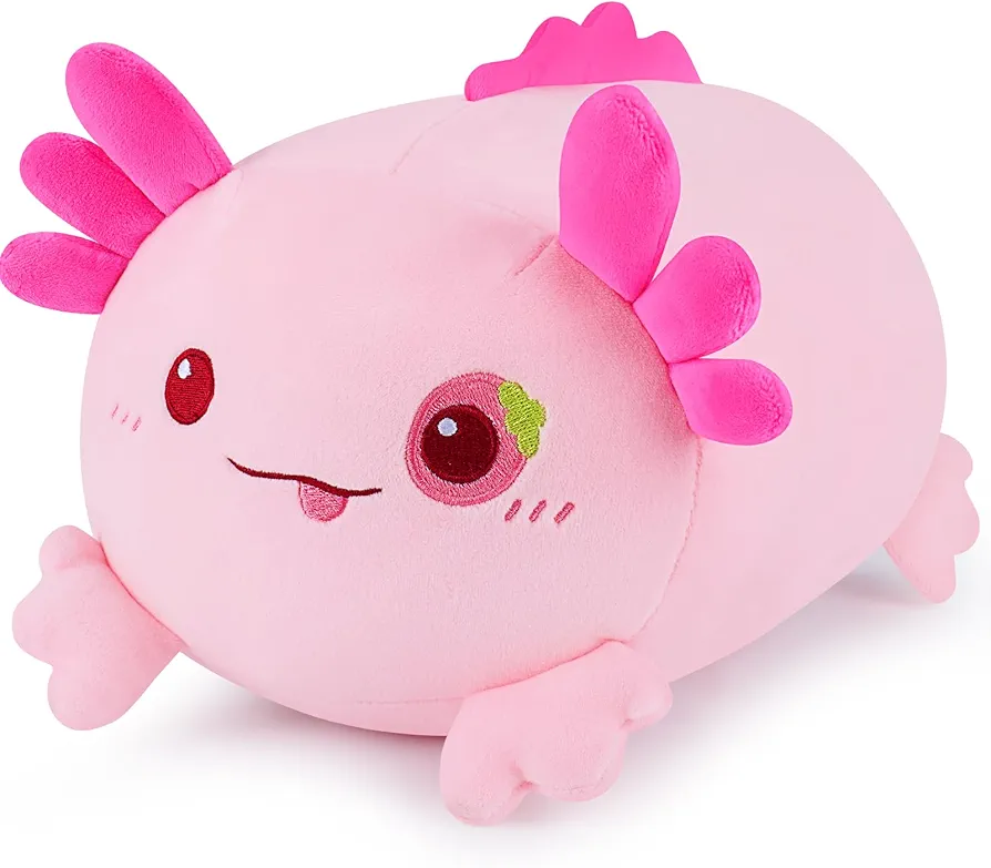 Axolotl Plush Toy-13'' Pink Axolotl Plush Stuffed Animal, Strawberry Axolotl Plush Pillow, Cute Soft Plush Axolotl Plushie Stuffed Toys, Axolotl Plush Pillows Decoration Gift for Kids Girls Boys