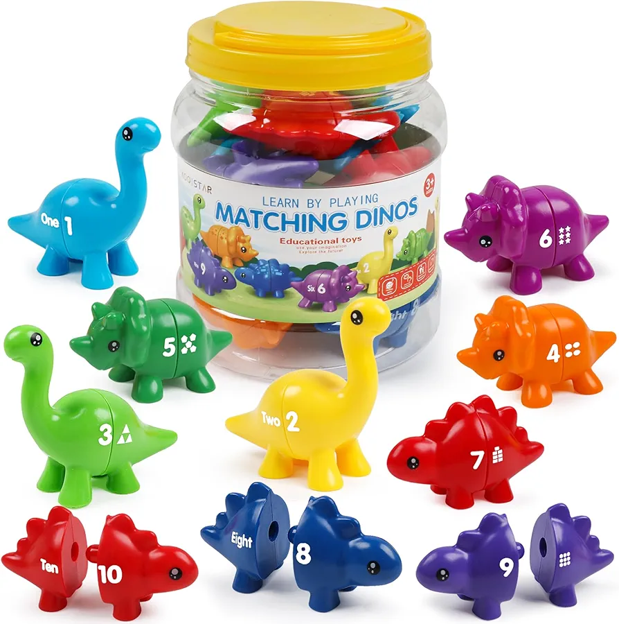 Montessori Numbers Sorting & Matching Sensory Toy, Double-Sided Patterns and Numbers Match Game 1-10 Recognition, Homeschooling Tool Party Favors Birthday Gifts for Kids Boys Girls Aged 18+Months