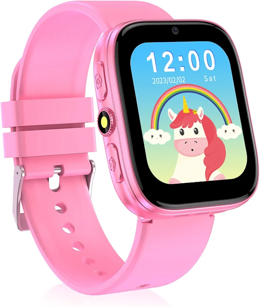 Kids Smart Watches for Girls Boys Ages 5 7 8 10 12, with Puzzle Games, Touch Screen, HDTouch Screen, Alarm Clock,Habit Tracking,Audio Book,Educational Birthday for Age 4-12 Child,Pink