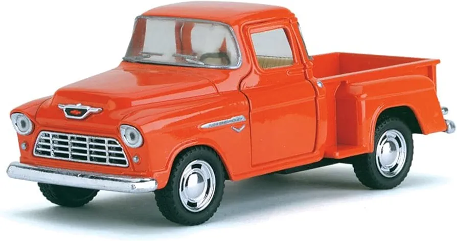 KiNSMART 1955 Chevy STEPSIDE Pick-Up 5" 1:32 Scale Die Cast Metal Model Toy Truck Orange