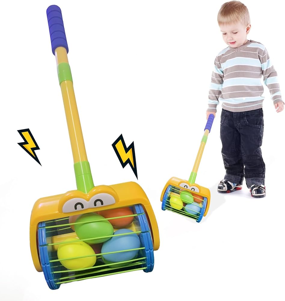 Push and Pull Walking Toy, Baby to Toddler Push Toy with 8 PCS Eggs，Waddling Push Toy，Push & Pull Lawn Mower Toy,Classic Early Learning Balance Walking Play Toy