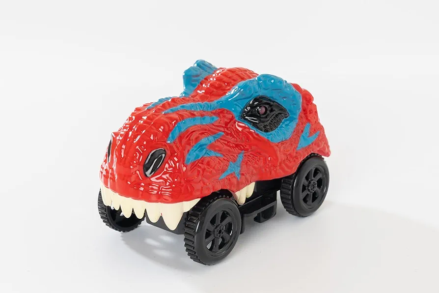 Dinosaur Car Toy, LED Racing Car Toys Christmas Birthday Gifts for 3 4 5 6 Year Old Kids Boys Girls Accessories Compatible with Race Track Building Kits