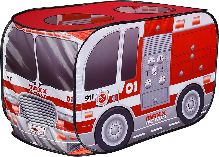 Pop Up Fire Truck – Indoor Playhouse for Kids | Red Engine Toy Gift for Boys and Girls – Sunny Days Entertainment, Multi