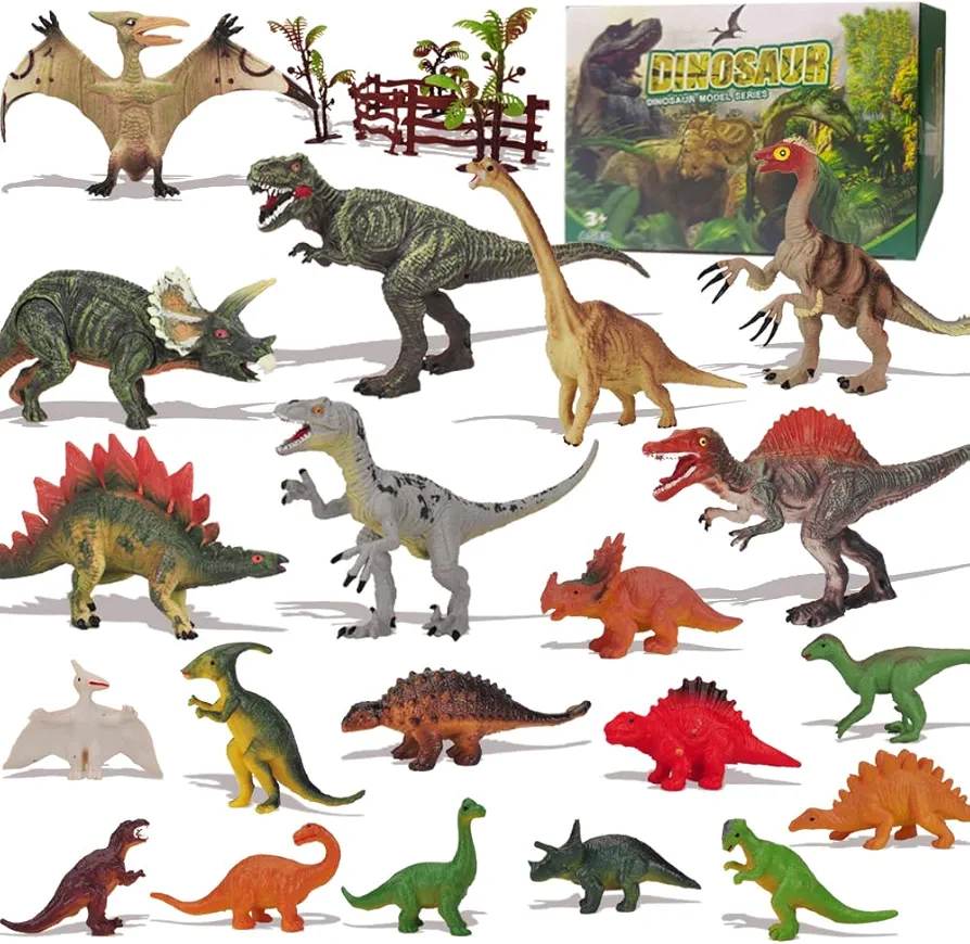 Realistic Dinosaur Toy, 27 Pack Playset, 3-7 Inch Figures for Kids 3-8, Educational Toys for Toddlers, Boys & Girls