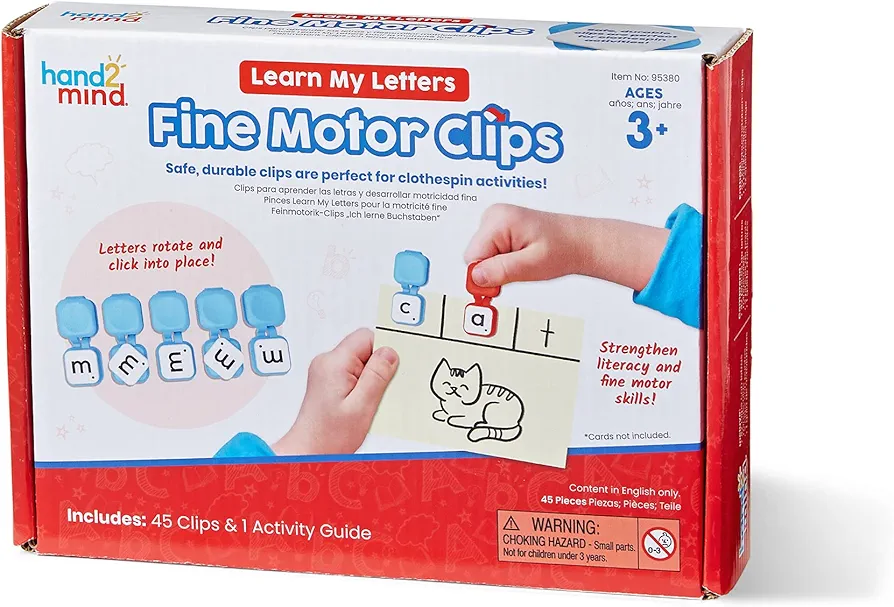 hand2mind Learn My Letters Fine Motor Clips, Kids Clothespin Activities, Letter Practice for Preschoolers, Toddler Alphabet Learning Toys, Pincer Grasp Toys, Fine Motor Toys, Reading Manipulatives